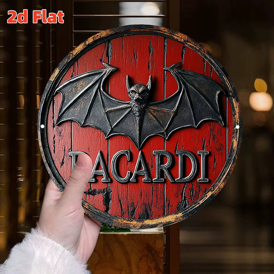 Bacardi Bat Logo Vintage Wandkunst dekorative Tafel in Rot B/B/H: 20 x 20 x 20 cm - Bild 3