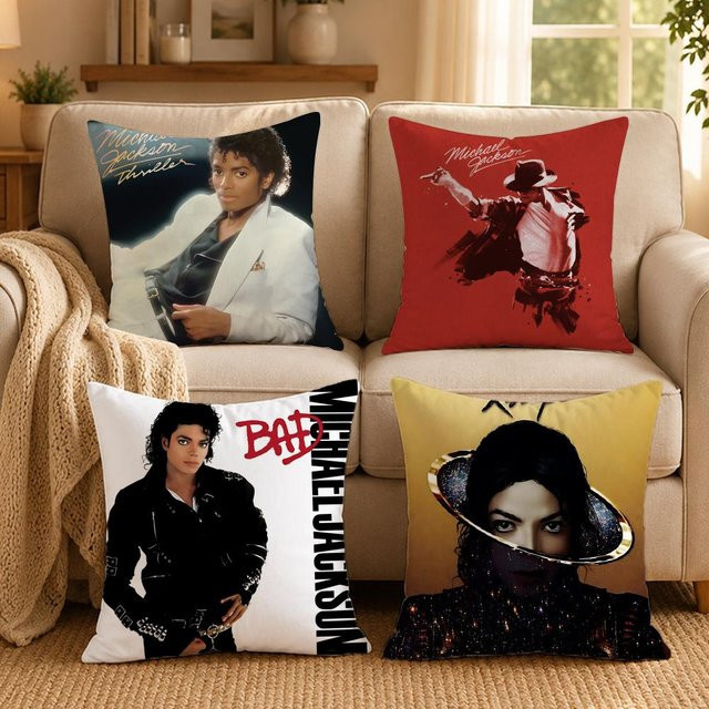 Singer Michael Jackson Kissenbezug Weiß, doppelseitig bedruckt, hypoallergen und staubmilbenfest, B/B: 30 x 30 cm - Bild 1