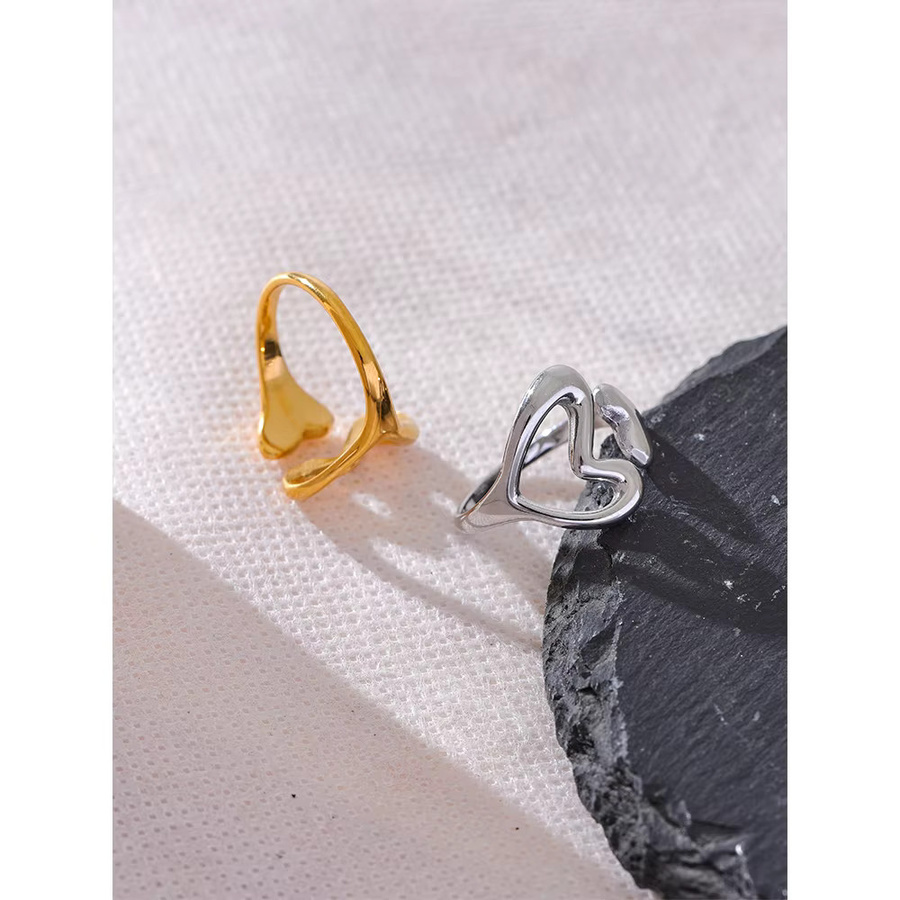 Yhpup Ring Edelstahl, Herz, Gold, Unisex - Bild 1
