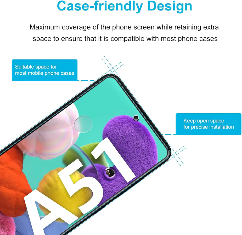Samsung Displayschutzfolie aus gehärtetem Glas, transparent, für Galaxy A54 A34 A24 A14 A04 A13 A23 A43 A53 A02 A12 A22 A32 - Bild 3