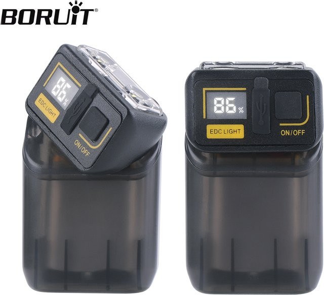 Boruit LED Taschenlampe mit Schlüsselbund, magnetisch, USB-C wiederaufladbar, Schwarz - Bild 1