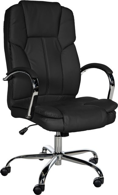 CLP Ergonomischer Bürostuhl BIG Xanthos I XXL Komfort in Schwarz mit Kunstleder-Bezug, Wippfunktion, Armlehnen und bis zu 210 kg Belastbarkeit - Bild 1
