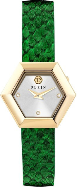 Philipp Plein Damenuhr, Quarz, Edelstahl, Leder, 28 mm, Silber, Gold - Bild 1