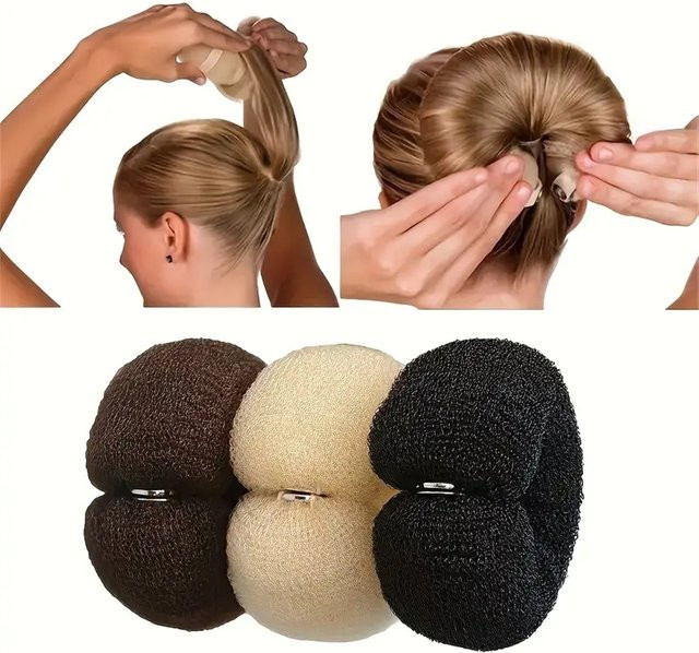 Haarknoten Maker Donut Styling Schwamm, Schwarz, Damen - Bild 1