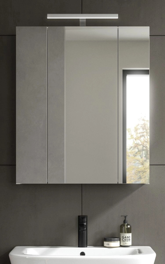 Badezimmer Spiegelschrank Talerno in Weiß mit LED-Beleuchtung und Glastüren, B/H/T: 60 x 70 x 18 cm - Bild 2