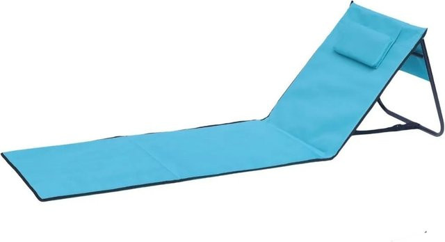 Lex Faltbare Strandliege mit verstellbarer Kopfstütze und Tasche in Hellblau - Bild 1