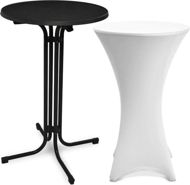 Beautissu Bellini Stehtisch aus Stahl in Schwarz mit Stella Stehtischhusse in Weiß, Durchmesser: 60 cm - Bild 1