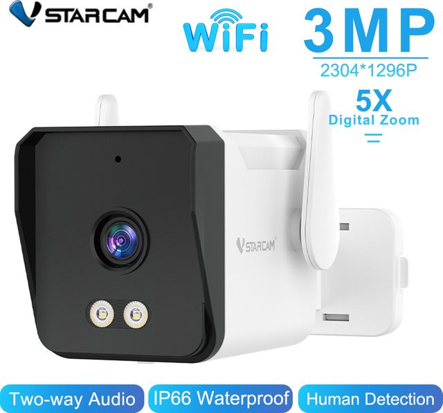 Vstarcam WLAN-IP-Kamera für den Außenbereich in Weiß mit 3MP Auflösung, intelligenter Nachtsicht, Menschenerkennung und 5-fachem digitalem Zoom, IP66 wasserdicht - Bild 1