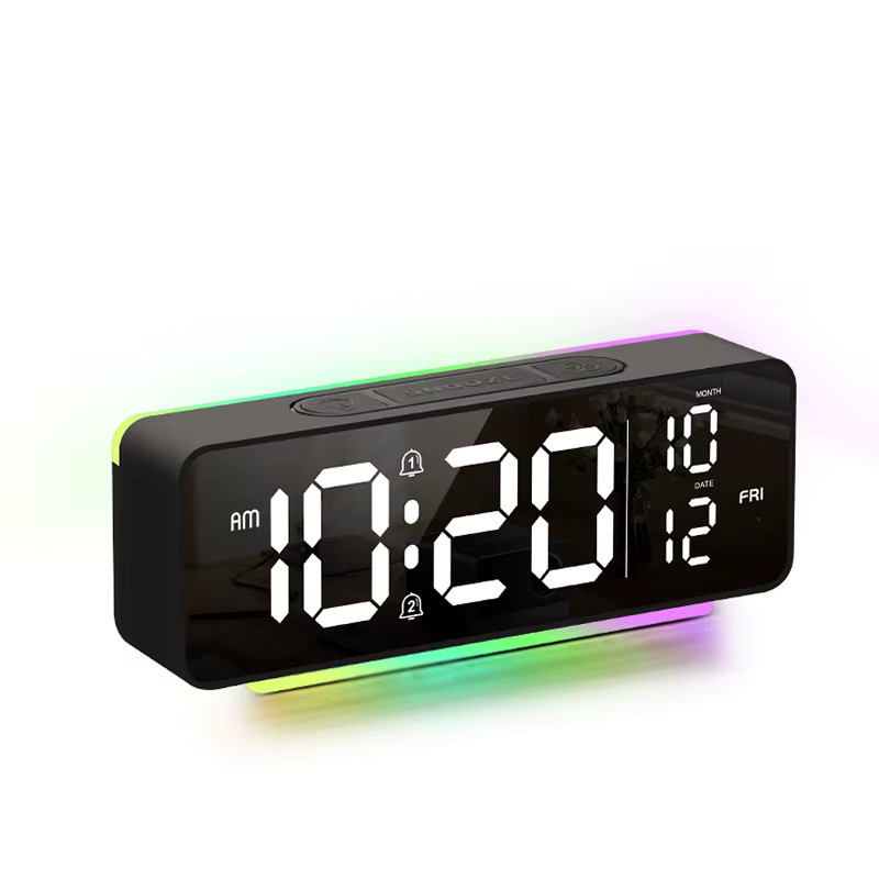 Niditon LED-Digitalwecker mit Nachtlicht und Datumsanzeige in Schwarz - Bild 6