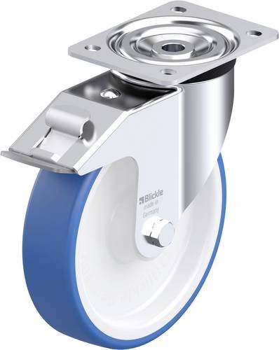 Blickle L-POTHs 200XR-FI Stahlblech-Lenkrolle in Blau mit 200 mm Rad-Durchmesser und 400 kg Tragfähigkeit - Bild 1