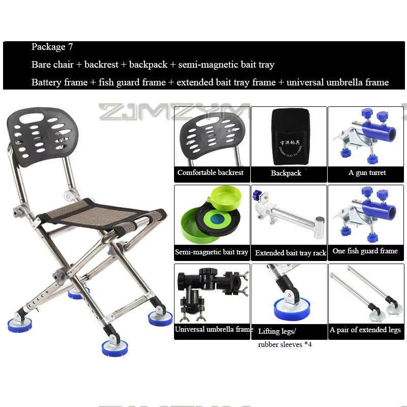 ZJMZYM All-Terrain Angelstuhl aus Textilene und Edelstahl, einstellbarer Klappstuhl für Outdoor und Strand mit einer Tragkraft von 150 kg - Bild 3