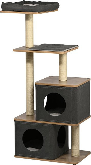 dobar Katzen Kratzbaum Hannah aus Pappelholz mit Katzenhöhle H: 133 cm, B: 38 cm, T: 38 cm - Bild 1