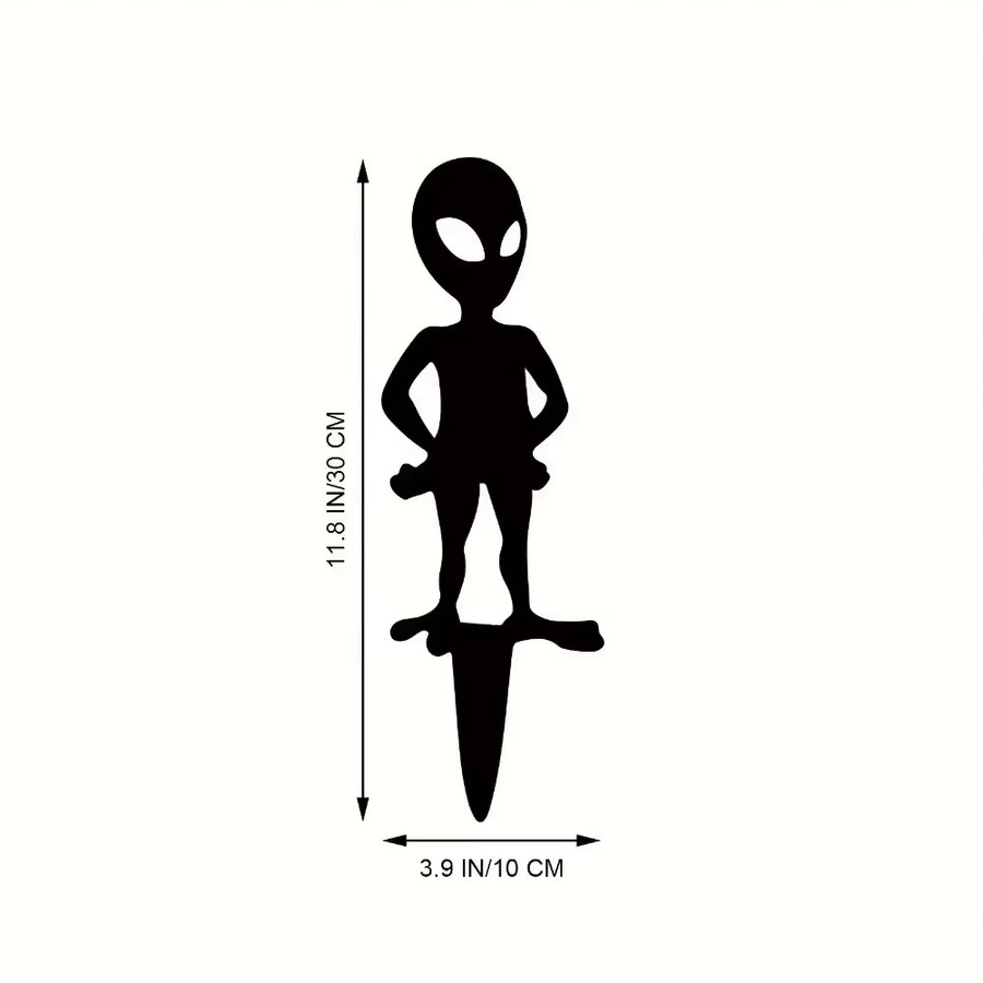 CIFBUY Gartenstecker aus Metall mit abstrakter Alien-Silhouette in Schwarz als Outdoor-Dekoration für Garten, Terrasse und Rasen - Bild 2