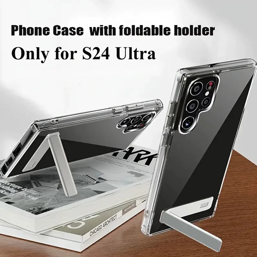 UYUXIO Kristallklare Handyhülle mit integriertem Ständer für Samsung Galaxy S25, S24, S23 Ultra und S22 Plus, Farbe: transparent - Bild 3