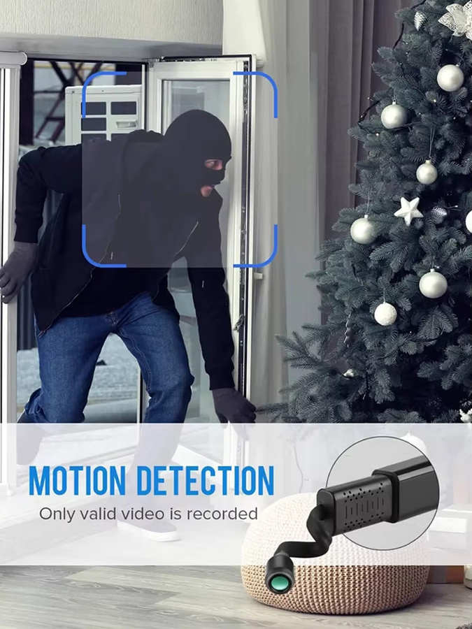 occkic Mini-Überwachungskamera mit 1080P HD, USB, 120 Grad Weitwinkel, Bewegungserkennung und Fernüberwachungsfunktion in Schwarz - Bild 5
