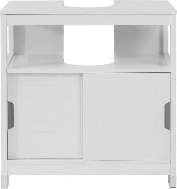 SoBuy Waschbeckenunterschrank FRG128-II-W aus MDF in Weiß mit Fußpolster, Breite: 60 cm, Tiefe: 30 cm, Höhe: 61 cm - Bild 1