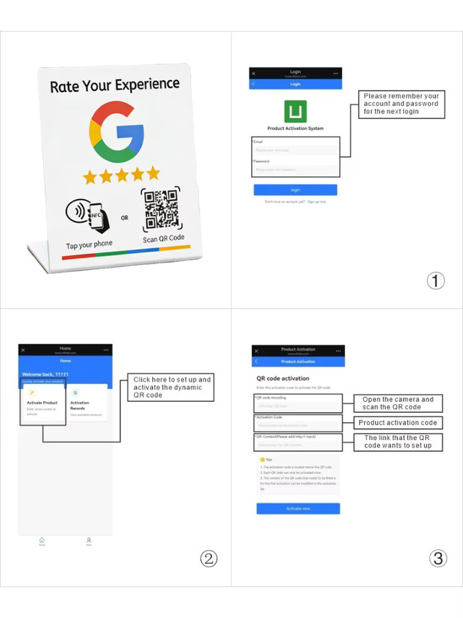 HACHANLUN NFC 215 Tischdisplay-Ständer mit programmierbarem QR-Code für Google-Bewertungen in Schwarz oder Weiß - Bild 6