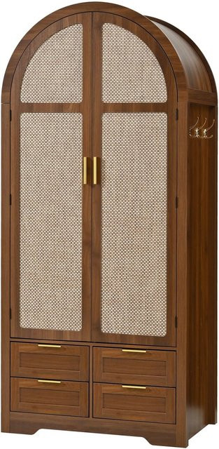 okwish Kleiderschrank für das Schlafzimmer mit Kleiderstange und Schubladen, Braun, B/T/H: 80 x 50 x 179 cm - Bild 1