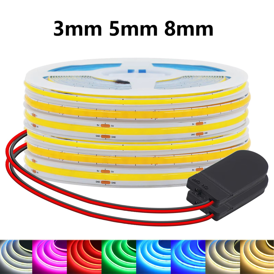 XUNATA COB LED-Streifen batteriebetrieben 5V mit 320 LEDs/m selbstklebend RGB - Bild 6