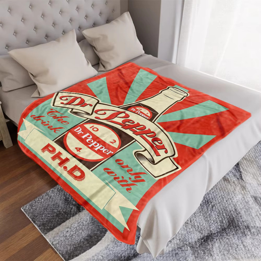 Dr Pepper Flanelldecke aus Polyester in Rot, weiche und gesteppte Plüschdecke für Erwachsene - Bild 2