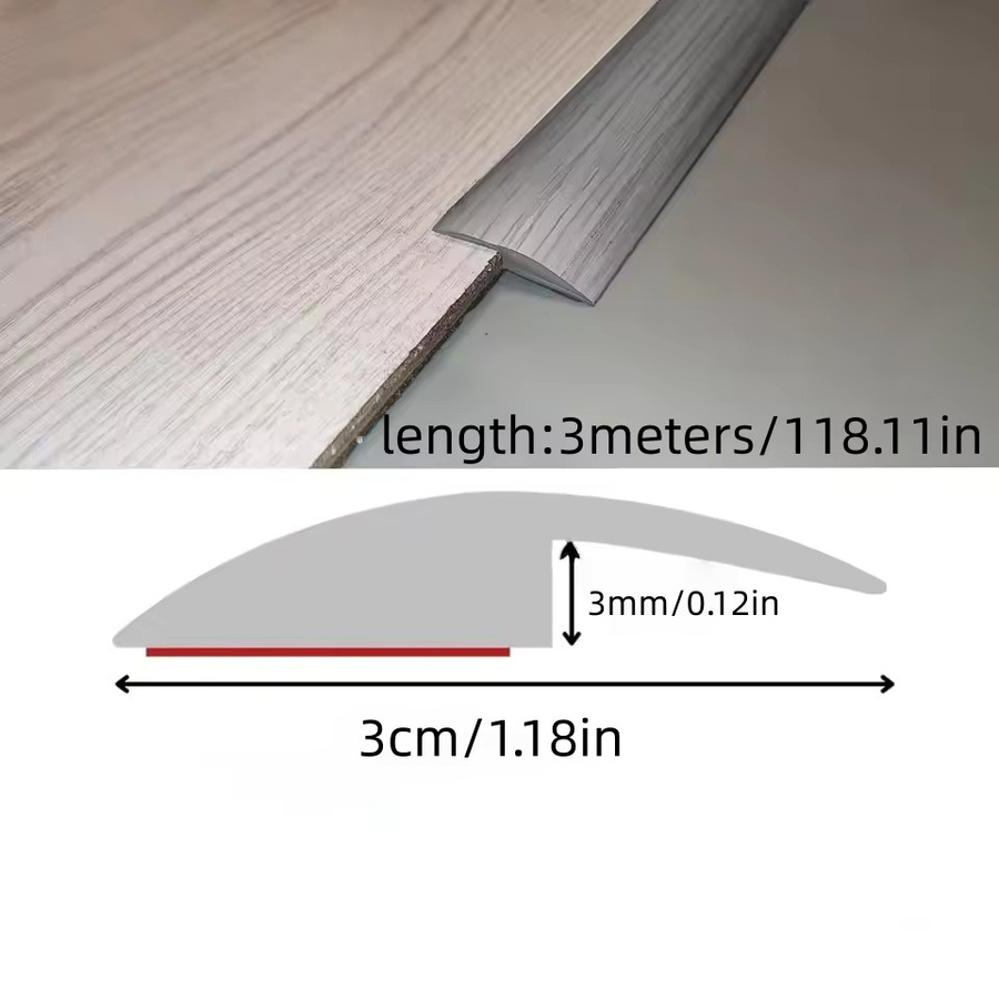 Selbstklebender Bodenübergangsstreifen aus PVC in Weiß, flacher Übergangskantenstreifen für Laminat, Breite: 3,0 cm, Länge: 300 cm - Bild 2