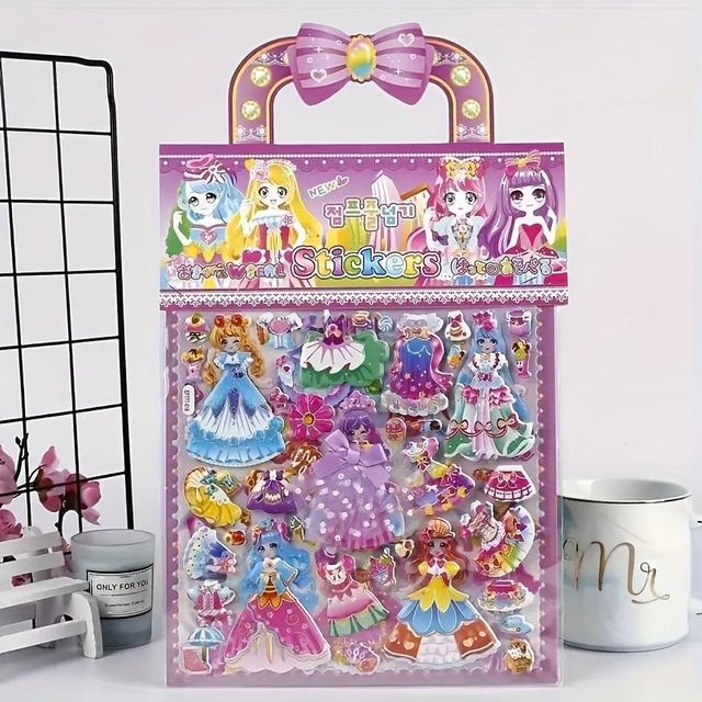 Fashnics Prinzessin Aufgeblasene Sticker-Blöcke Bastelspiele Aktivitäts-Spielset für Mädchen 3-6 Jahre - Bild 1