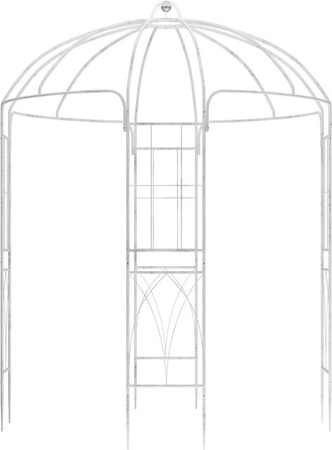 DELUKE Gartenpavillon LOTTA mit Rankhilfe und Rosenbogen aus Metall in Antik-Weiß im Landhausstil, B/T/H: 200 x 200 x 270 cm