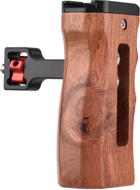 ZuiyouBaby Holz-Kamerakäfig-Handgriff für linke oder rechte Seite mit 1/4 Zoll Schraube und Blitzschuh-Halterung in Braun - Bild 1