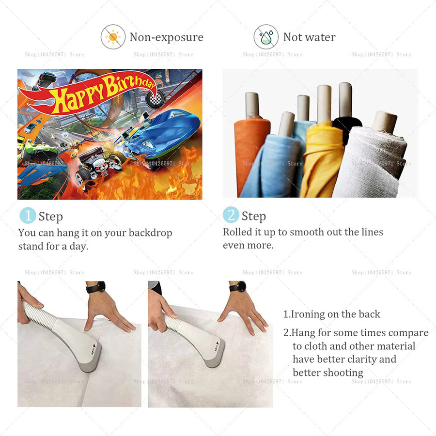 Hot Wheels Cartoon Geschwindigkeitsrennen Party-Hintergrund für Kindergeburtstage und Babypartys, mehrfarbig, rechteckig - Bild 3