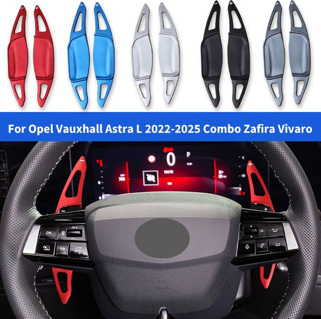 AULIGUS Lenkrad Schaltwippen Aufkleber für Opel Vauxhall Astra L 2022-2025, Zafira, Vivaro, Frontera 2024, Mokka 2025 aus Legierung - Bild 1