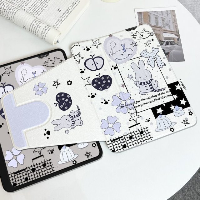 Miffy Kawaii Drehbare Acryl iPad Schutzhülle mit Stoßfestem Airbag für iPad Air 6/7 Pro und iPad Mini 7 - Bild 1