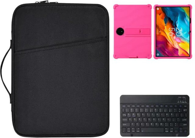 3-in-1 Zubehör-Set für TCL NXTPAPER 14 9491G in Schwarz mit Silikon-Hülle inklusive Stifthalter, Bluetooth-Tastatur und Tragetasche - Bild 1