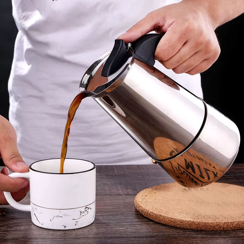 Elektrische RSCHEF Mokka Kaffeemaschine aus Edelstahl in Silber - Bild 2