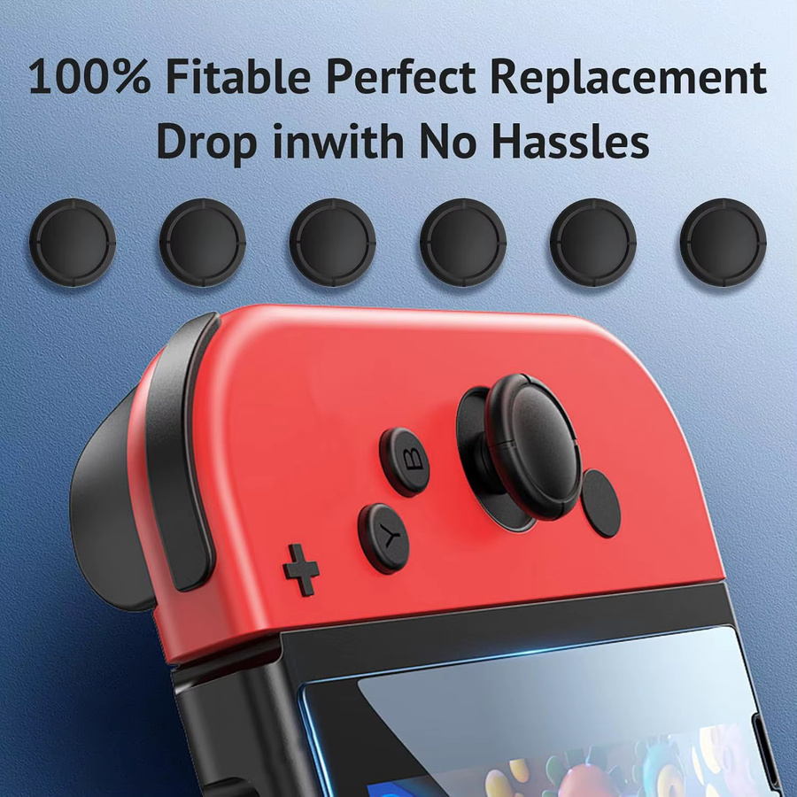 Rutschfeste 3D-Analog-Daumengriffkappen für Nintendo Switch, OLED und Lite Controller als Ersatz-Kit in Schwarz - Bild 3