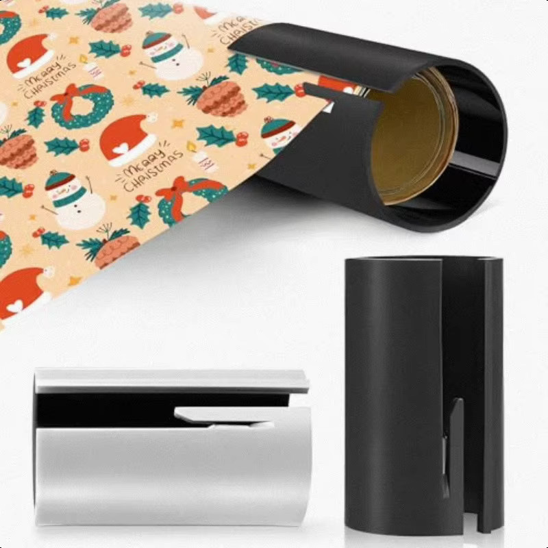 Papierschneider mit Elfen- und Weihnachtsmütze-Design in Schwarz für die Weihnachtsverpackung - Bild 2