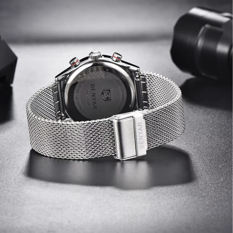 BENYAR Armbanduhr, Quarz, Edelstahl, Silber, Herren - Bild 4