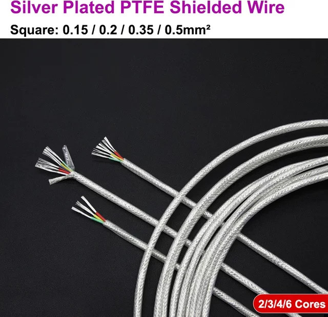 Versilbertes OFC-PTFE-abgeschirmtes HiFi-Audio-Kabel in transparent, erhältlich in 1m oder 5m Länge mit 2, 3, 4 oder 6 Adern und einem Durchmesser von 0,15 bis 0,5 mm für Verstärker, Lautsprecher und Kopfhörer - Bild 1