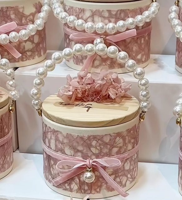 10 Stück zylindrische Geschenkboxen aus Papier in Pink für Hochzeiten, Babypartys und Festivals - Bild 1