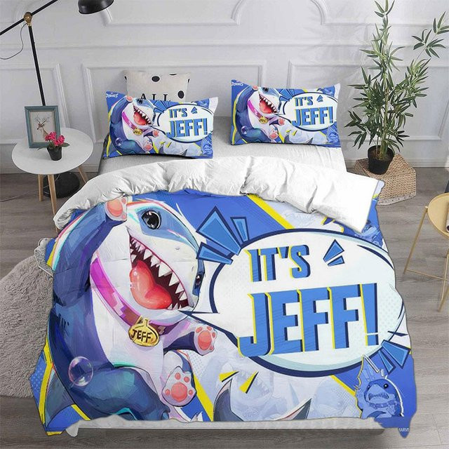 Jeff Shark Bettwäsche-Set mit Hai-Motiv aus Mikrofaser, Blau, 2-teilig, B/H: 260 x 220 cm - Bild 1