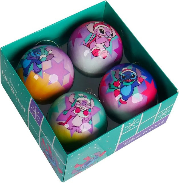 Disney Weihnachtskugel-Set Stitch, 4 Stück, Multicolor, zum Aufhängen - Bild 1