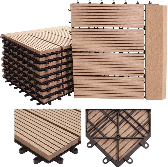 MCW WPC Bodenfliese Sarthe mit Abschluss in Teak Holzoptik, 1qm Set, Farbe: Braun - Bild 1