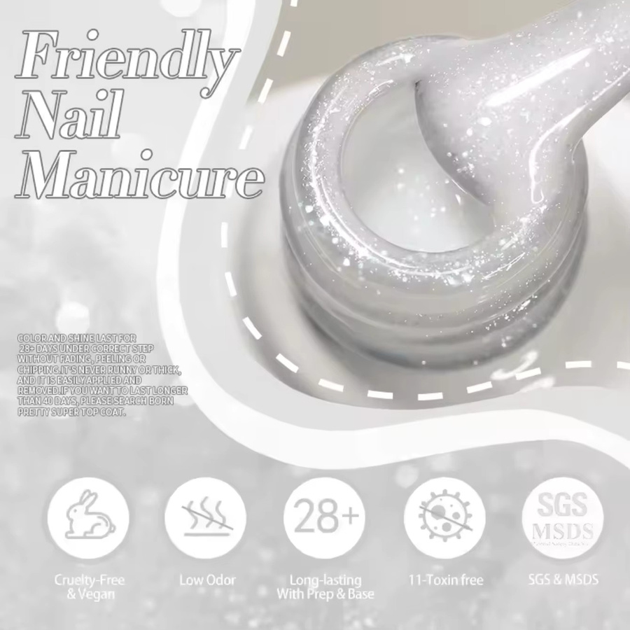 MIANEL Moonlight Coconut Milk White Glitter Gel Nagellack, 12 ml - Bild 3