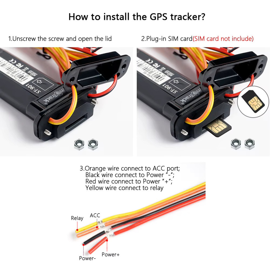 SinoTrack Mini ST-901 901L wasserdichter GPS-Tracker in Schwarz für Auto, Motorrad und Fahrzeuge - Bild 2