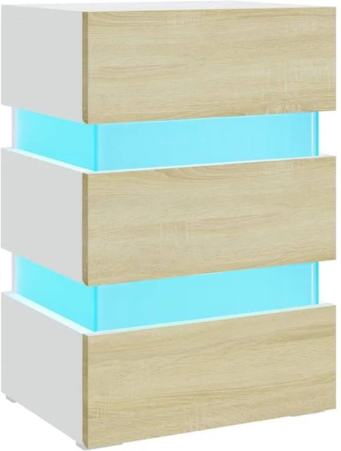 vidaXL LED-Nachttisch in Weiß und Beige mit integrierter Beleuchtung, B/T/H: 45 x 35 x 67 cm - Bild 1