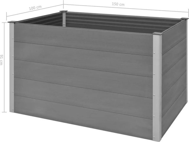 vidaXL Garten-Hochbeet aus WPC in Grau, B/T/H: 150 x 100 x 91 cm - Bild 1