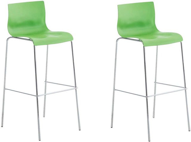 TPFLiving 2er Set Barhocker Hope in Grün mit Chromoptik Metallgestell und Kunststoff-Sitzfläche - Bild 1