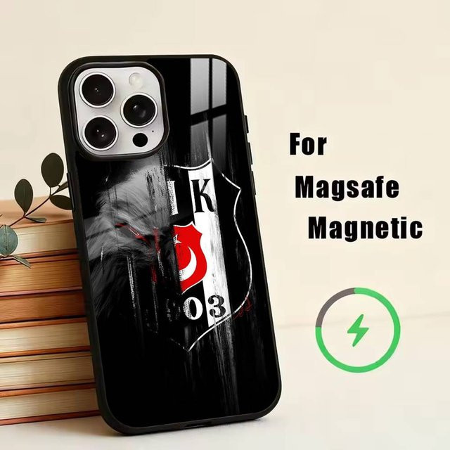 Besiktas BJK-1903 Handyhülle für iPhone 11 bis iPhone 17, Magnetisch für MagSafe kabelloses Laden, Schwarz - Bild 1