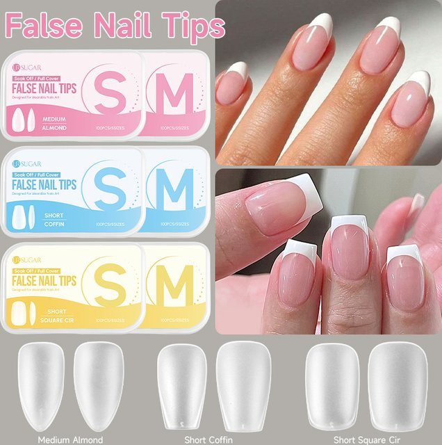 UR SUGAR Künstliche Nagelspitzen, Transparent, Matt, 100 Stück - Bild 1