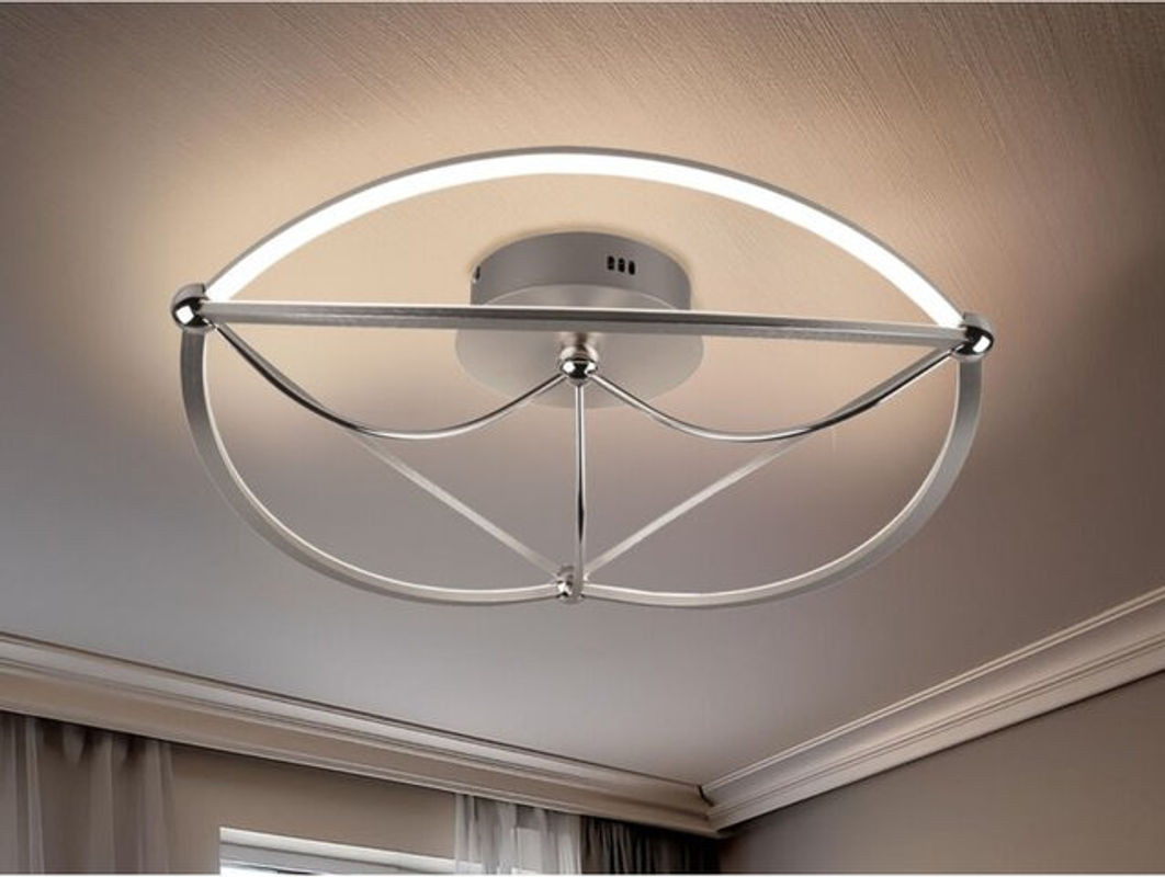 Moderne LED Deckenleuchte Charivari Trio in Silber Matt und Grau aus Metall mit warmweißem Licht, Durchmesser: 62 cm - Bild 1