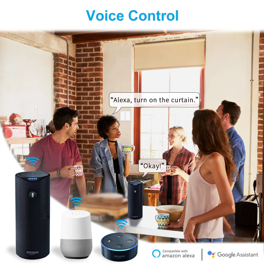 Tuya Smart Life WiFi Rollladen-Vorhangschalter mit Fernbedienung für motorisierte Jalousien, kompatibel mit Google Home und Alexa Echo, Farbe: Weiß - Bild 4